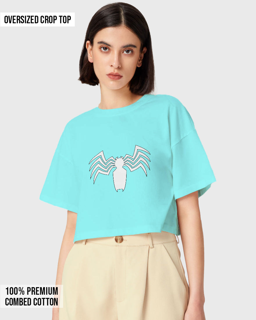 Womens Oversized Cropped TShirt Movies Venom Logo