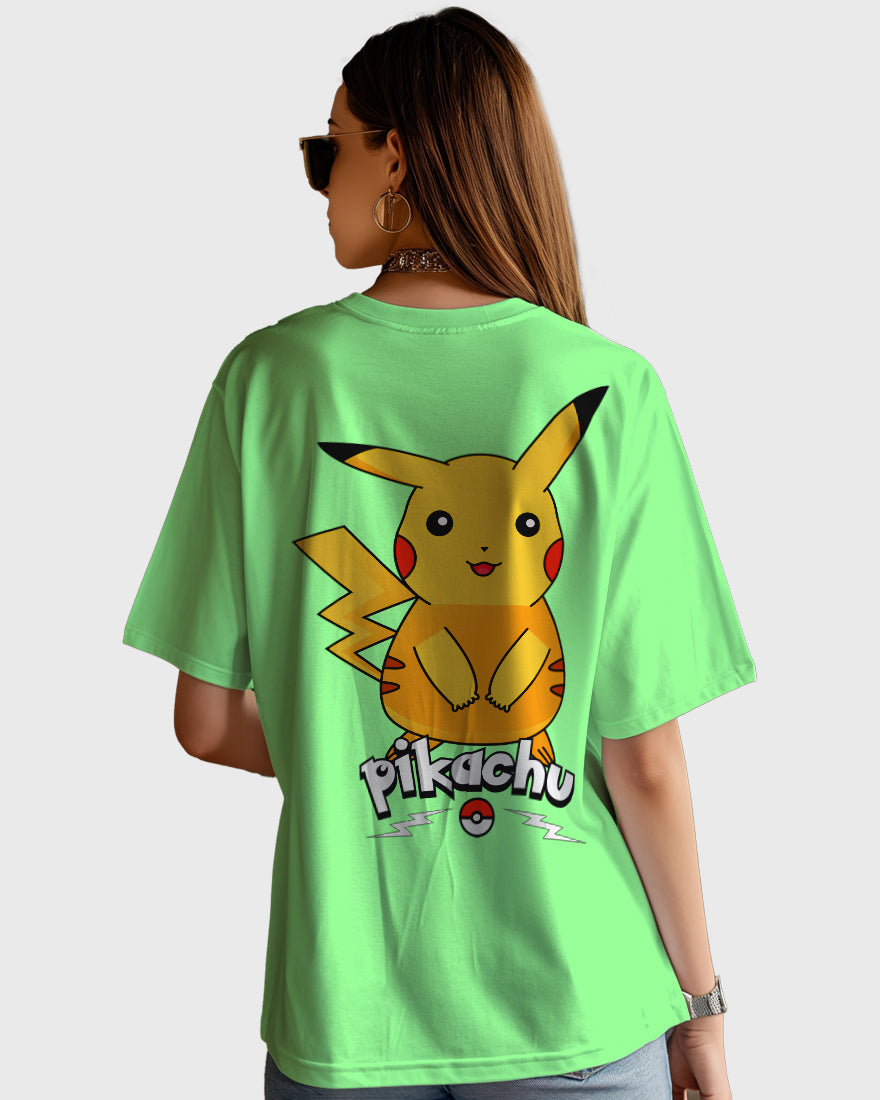 Womens Oversized TShirt Cartoon Pokeman Pikachu