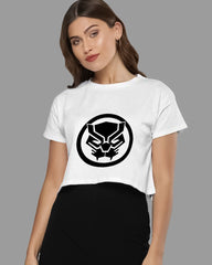 Womens Cropped TShirt Movies Black Panther Logo