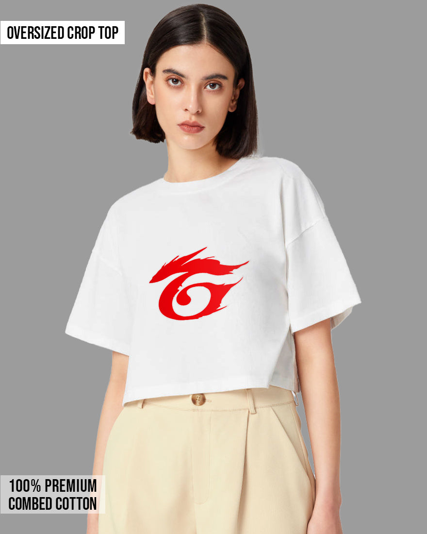 Womens Oversized Cropped TShirt Gaming Free Fire