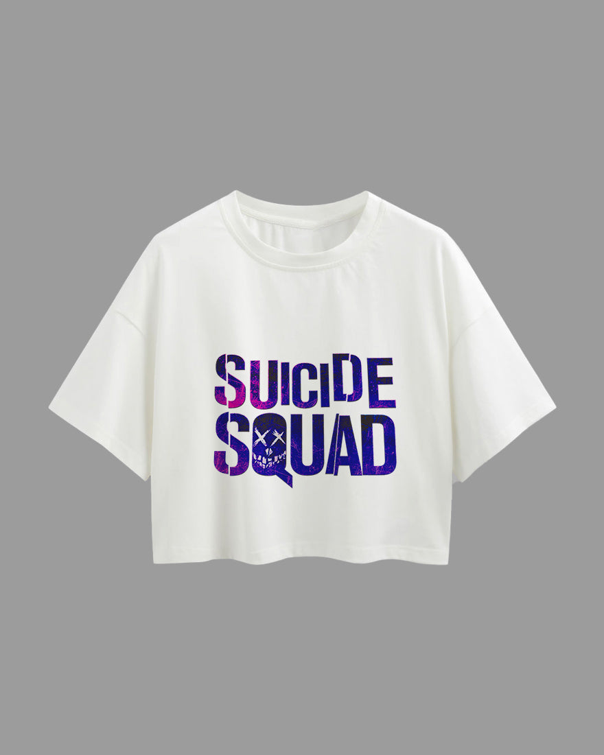 Womens Oversized Cropped TShirt Gaming Suicide Squad Specialops