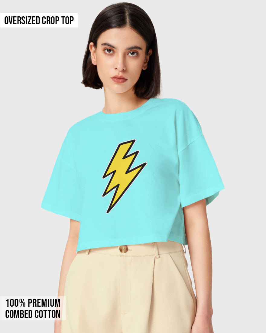 Womens Oversized Cropped TShirt Movies Flash Logo1