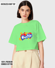 Womens Oversized Cropped TShirt Funky Bubble