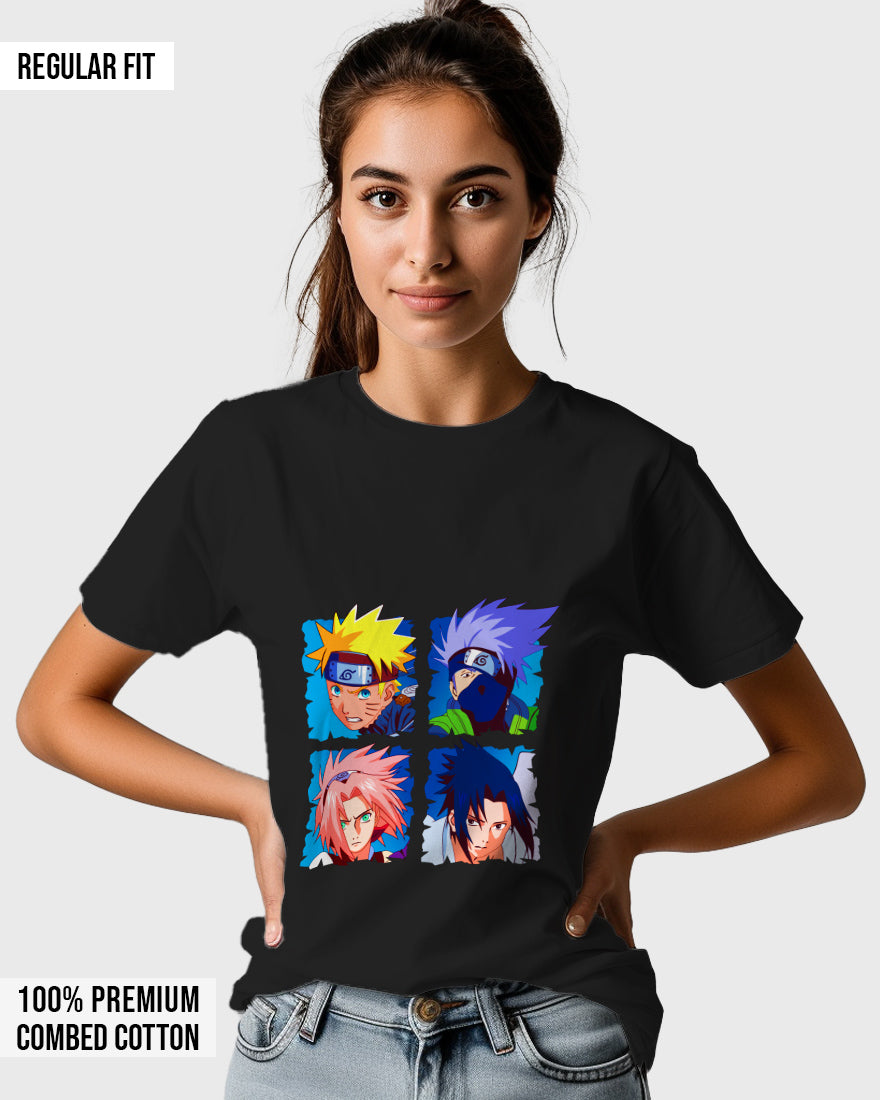 Womens Relaxed Fit TShirt Anime Naruto & Team