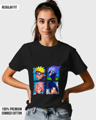 Womens Relaxed Fit TShirt Anime Naruto & Team