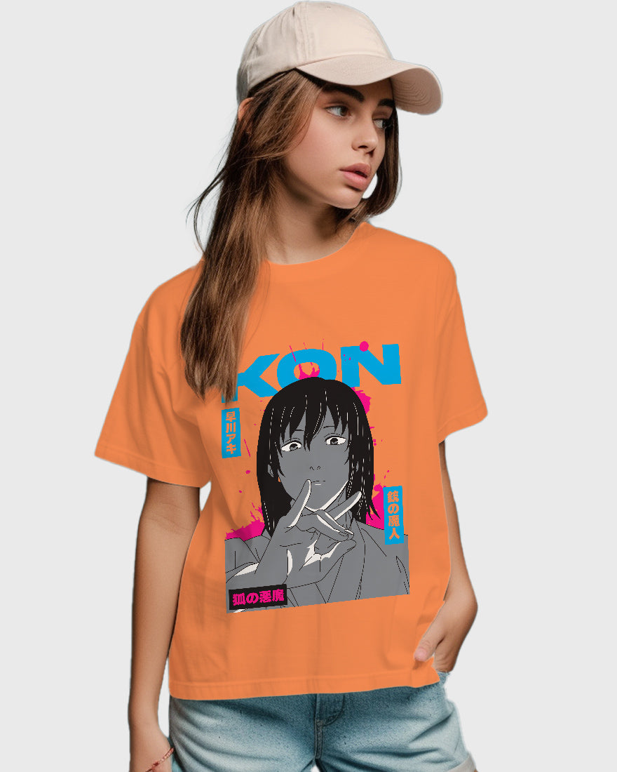 Womens Relaxed Fit TShirt Anime Chainsawman Kai Kon