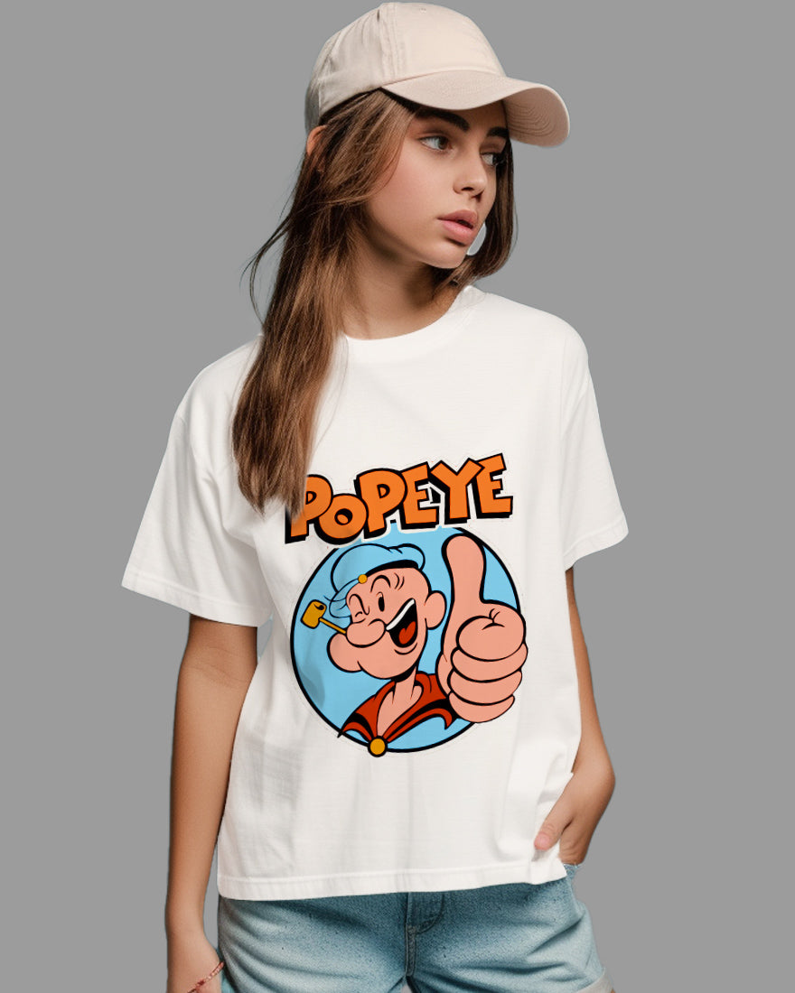 Womens Relaxed Fit TShirt Cartoon Popeye