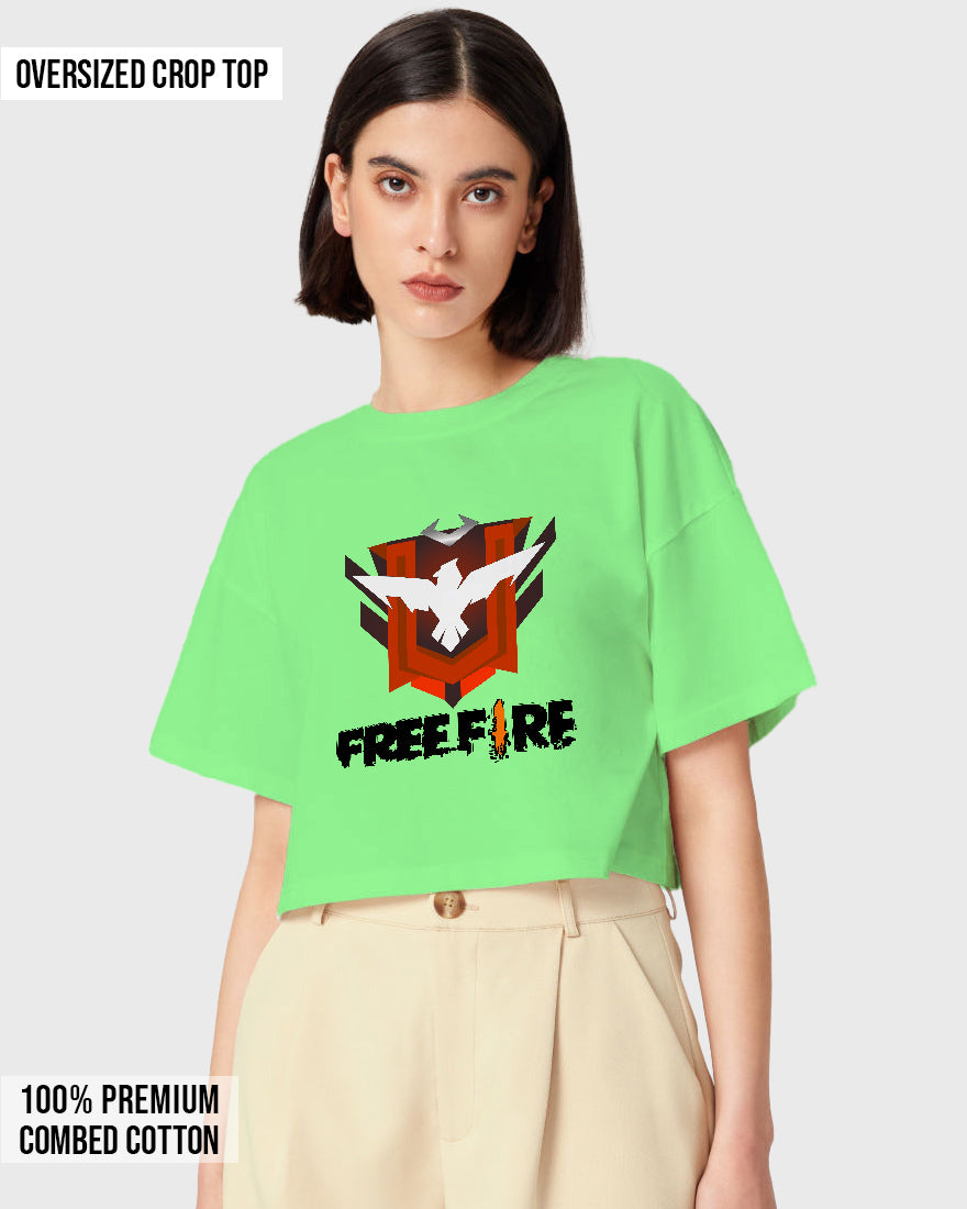 Womens Oversized Cropped TShirt Gaming Free Fire 2