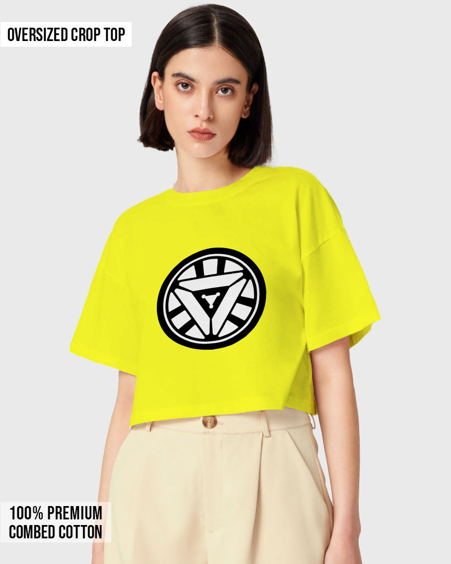 Womens Oversized Cropped TShirt Movies Iron Man Arc Reacter