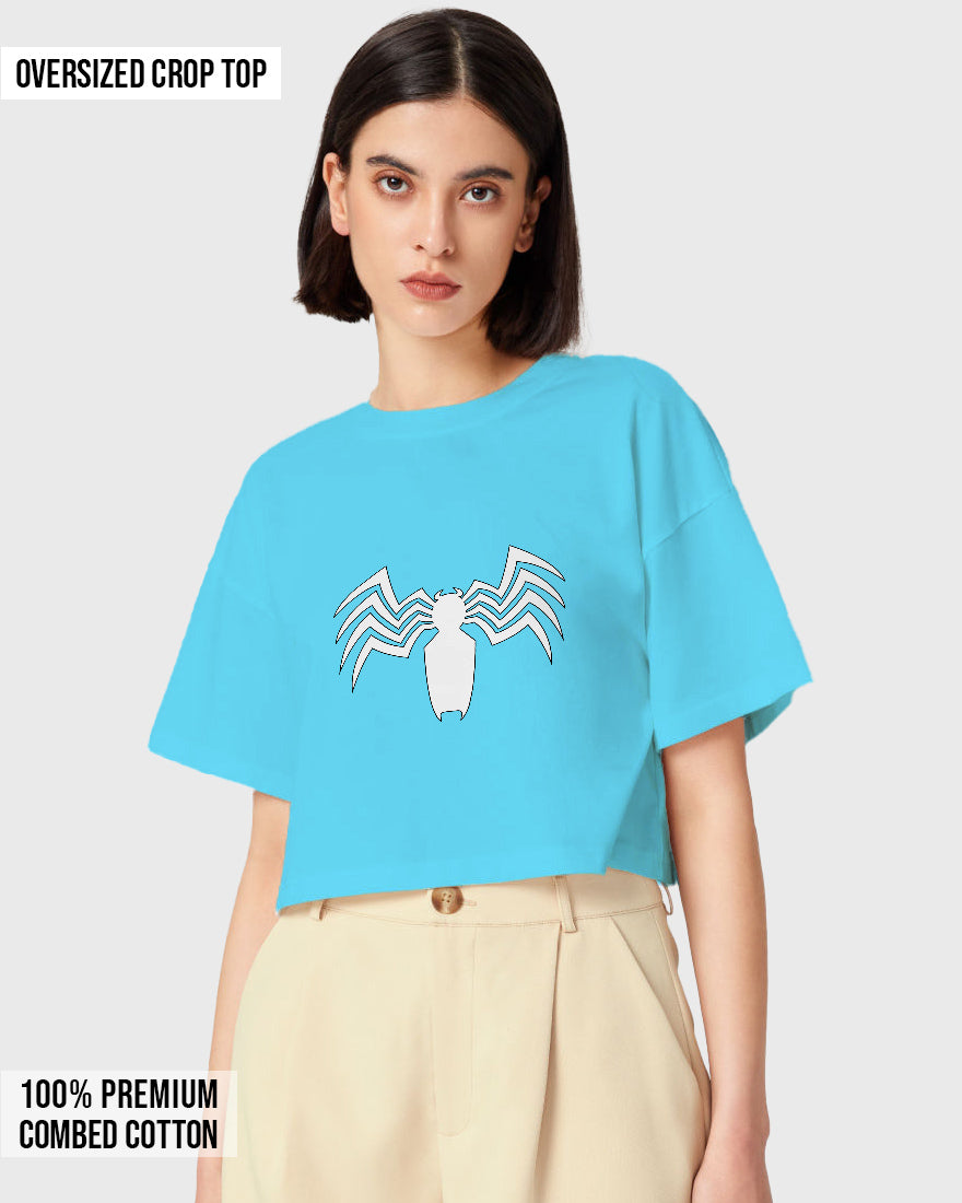 Womens Oversized Cropped TShirt Movies Venom Logo