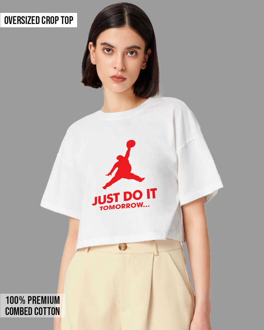 Womens Oversized Cropped TShirt Funky Just Do It