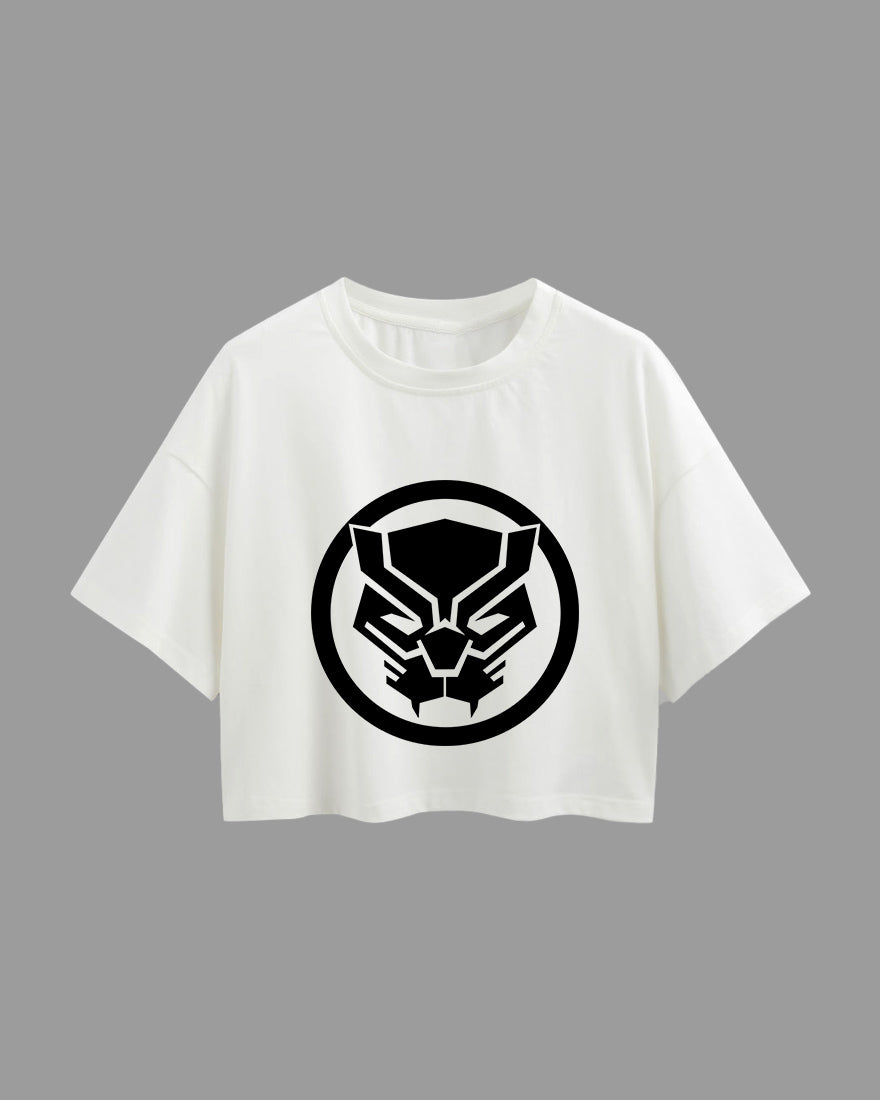 Womens Oversized Cropped TShirt Movies Black Panther Logo