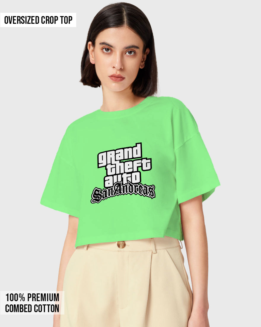 Womens Oversized Cropped TShirt Gaming Gta 3