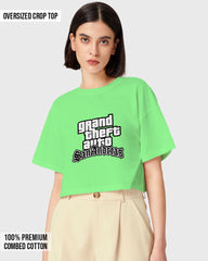 Womens Oversized Cropped TShirt Gaming Gta 3