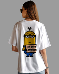 Womens Oversized TShirt Cartoon Minion Im Stupid