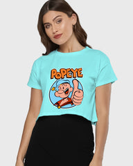 Womens Cropped TShirt Cartoon Popeye