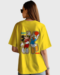 Womens Oversized TShirt Cartoon Micky & Donald