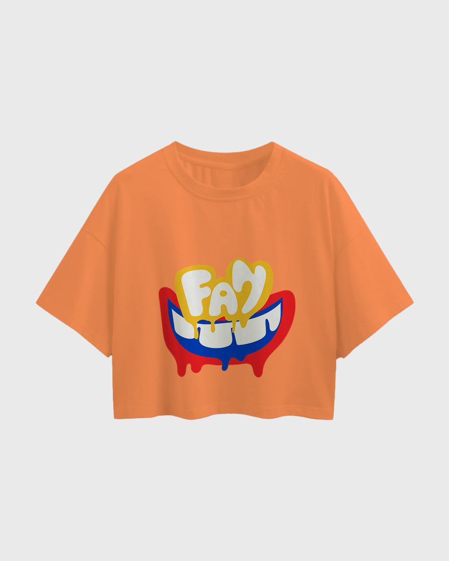 Womens Oversized Cropped TShirt Funky Fan