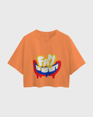 Womens Oversized Cropped TShirt Funky Fan