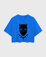 Womens Oversized Cropped TShirt Movies Black Panther Mask