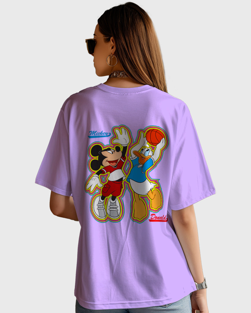 Womens Oversized TShirt Cartoon Micky & Donald