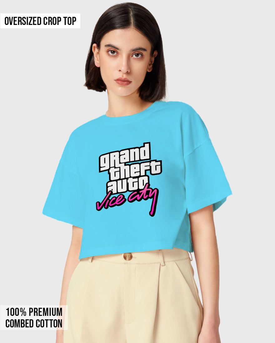 Womens Oversized Cropped TShirt Gaming Gta 4