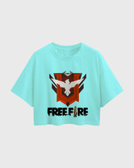 Womens Oversized Cropped TShirt Gaming Free Fire 2