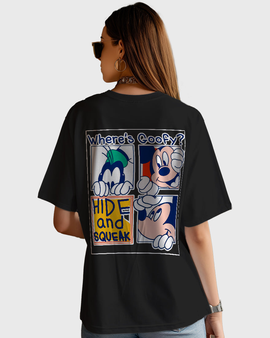 Womens Oversized TShirt Cartoon Mickey Hide & Gqueak