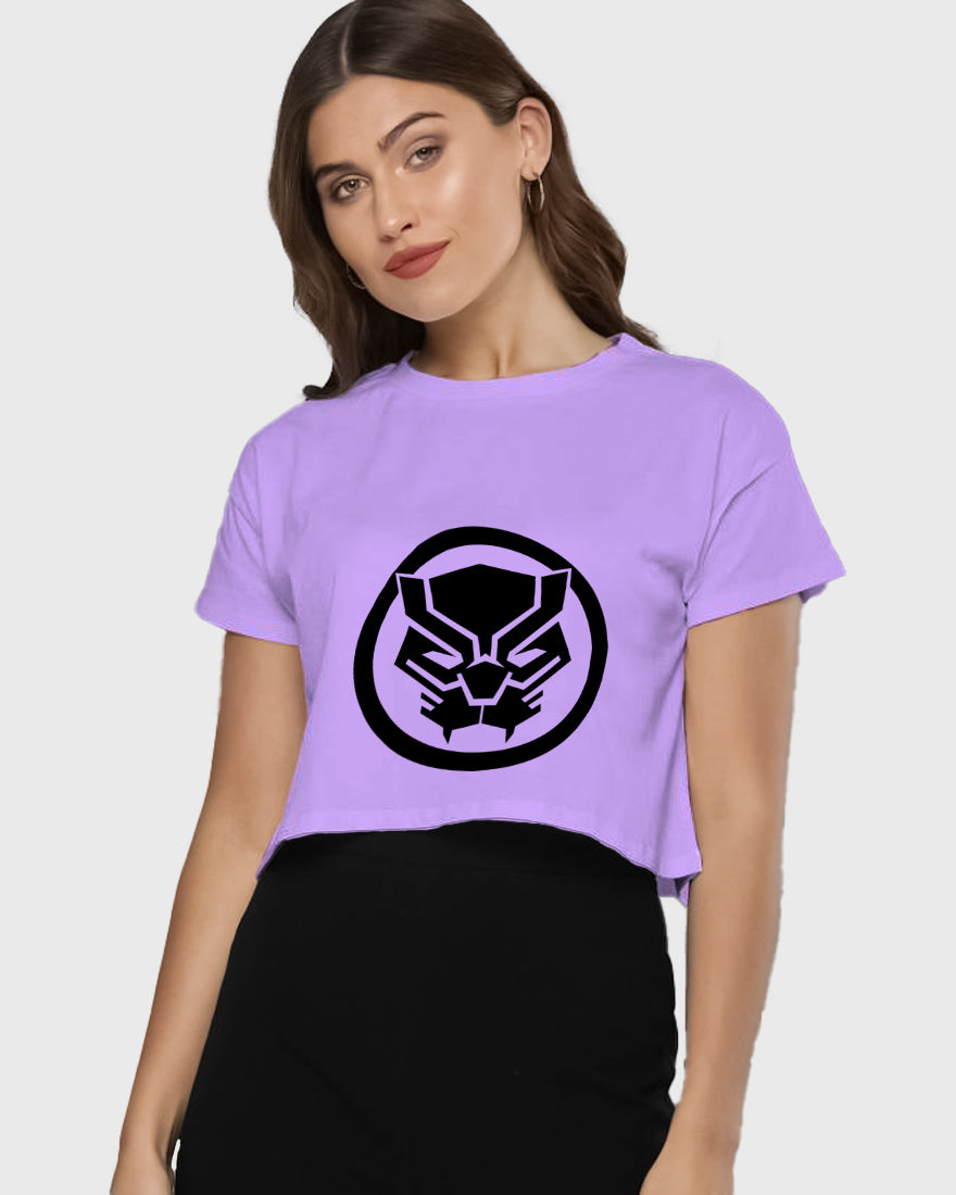 Womens Cropped TShirt Movies Black Panther Logo