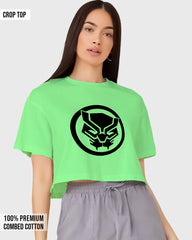 Womens Cropped TShirt Movies Black Panther Logo