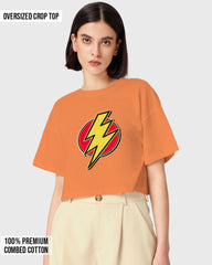 Womens Oversized Cropped TShirt Movies Flash Logo2