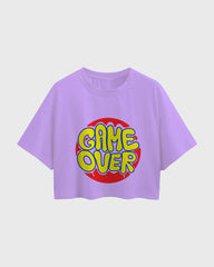 Womens Oversized Cropped TShirt Funky Game Over