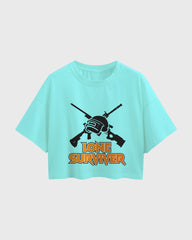 Womens Oversized Cropped TShirt Gaming Pubg 2