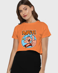 Womens Cropped TShirt Cartoon Popeye