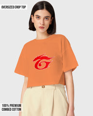 Womens Oversized Cropped TShirt Gaming Free Fire