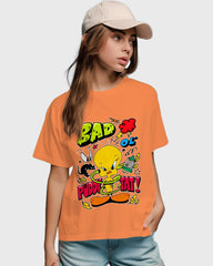 Womens Relaxed Fit TShirt Cartoon Angry Tweety