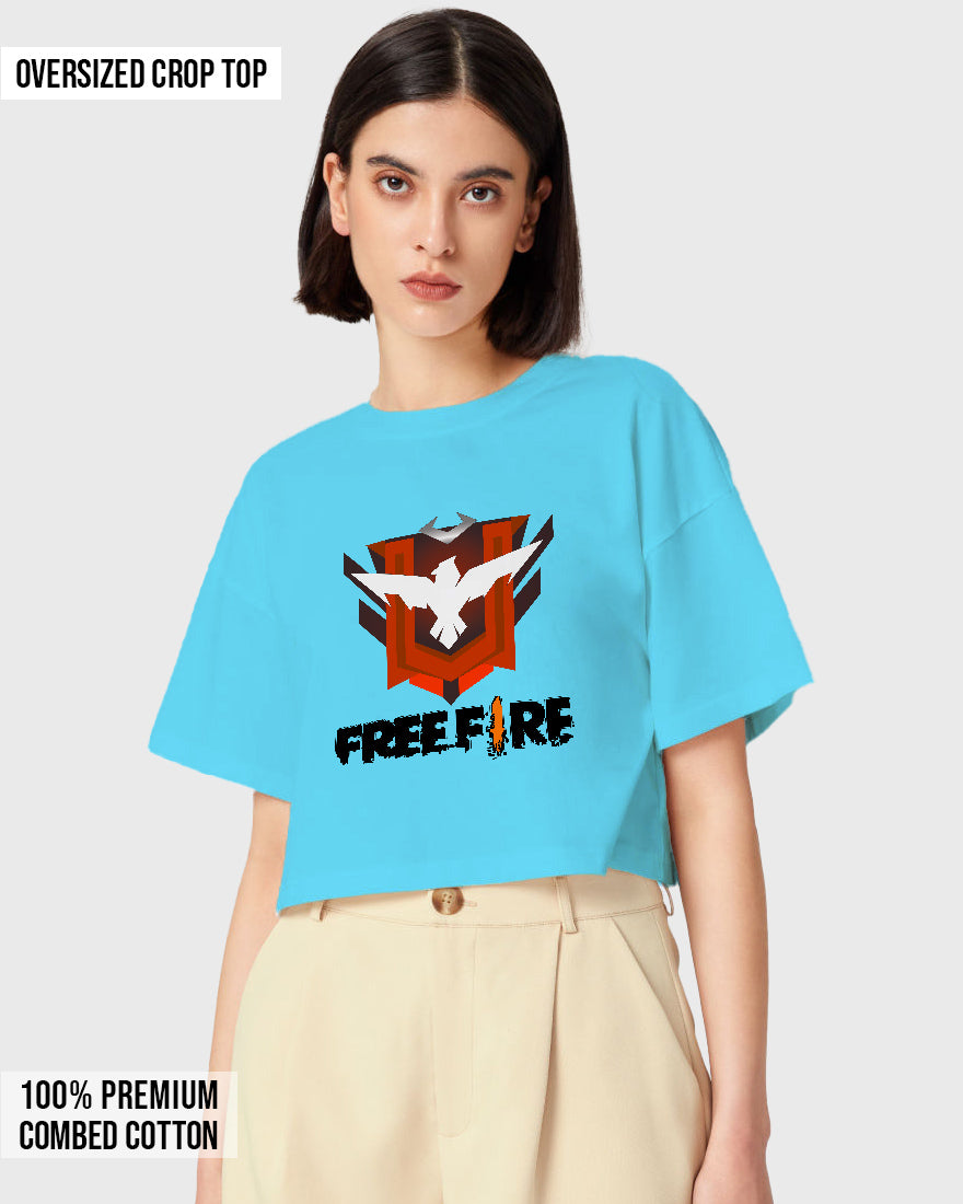 Womens Oversized Cropped TShirt Gaming Free Fire 2