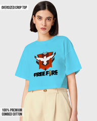 Womens Oversized Cropped TShirt Gaming Free Fire 2