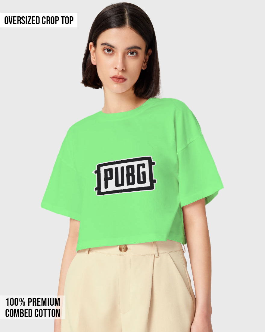 Womens Oversized Cropped TShirt Gaming Pubg 1