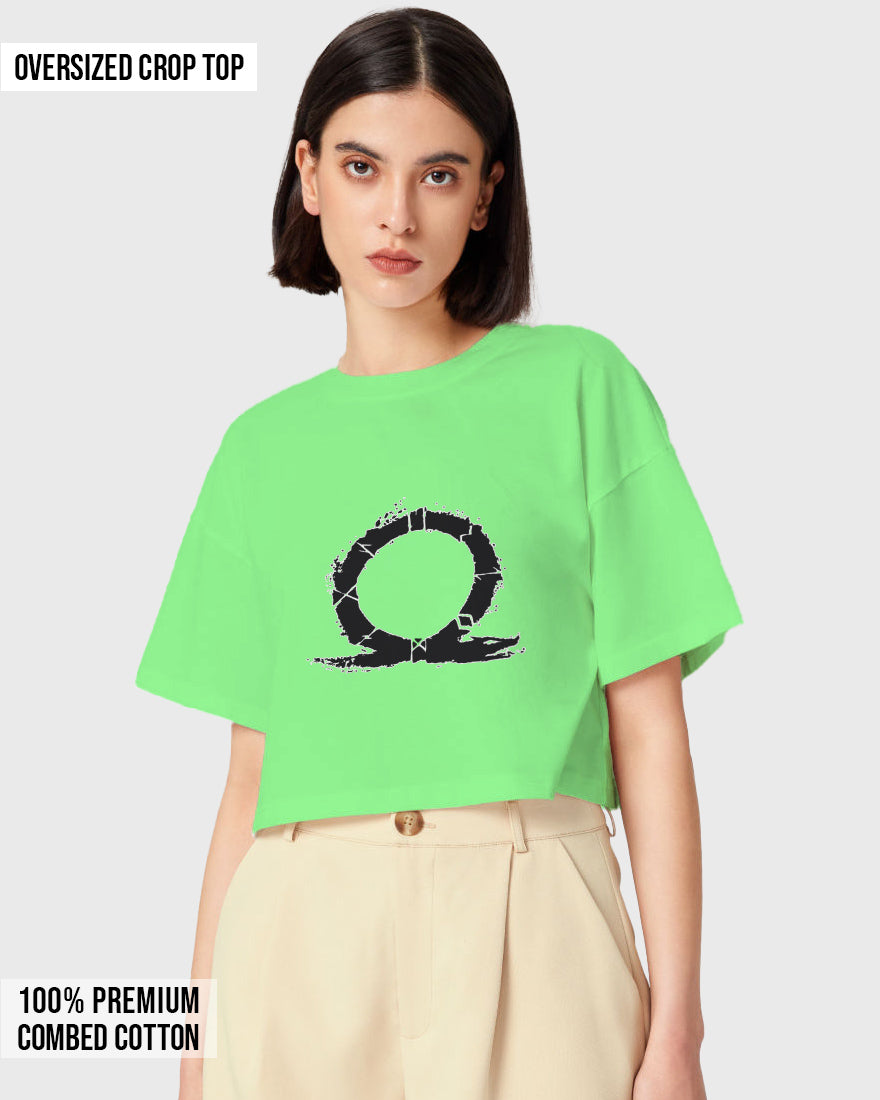 Womens Oversized Cropped TShirt Gaming God Of War Logo