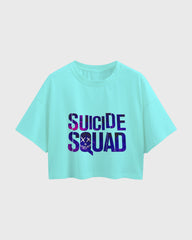 Womens Oversized Cropped TShirt Gaming Suicide Squad Specialops