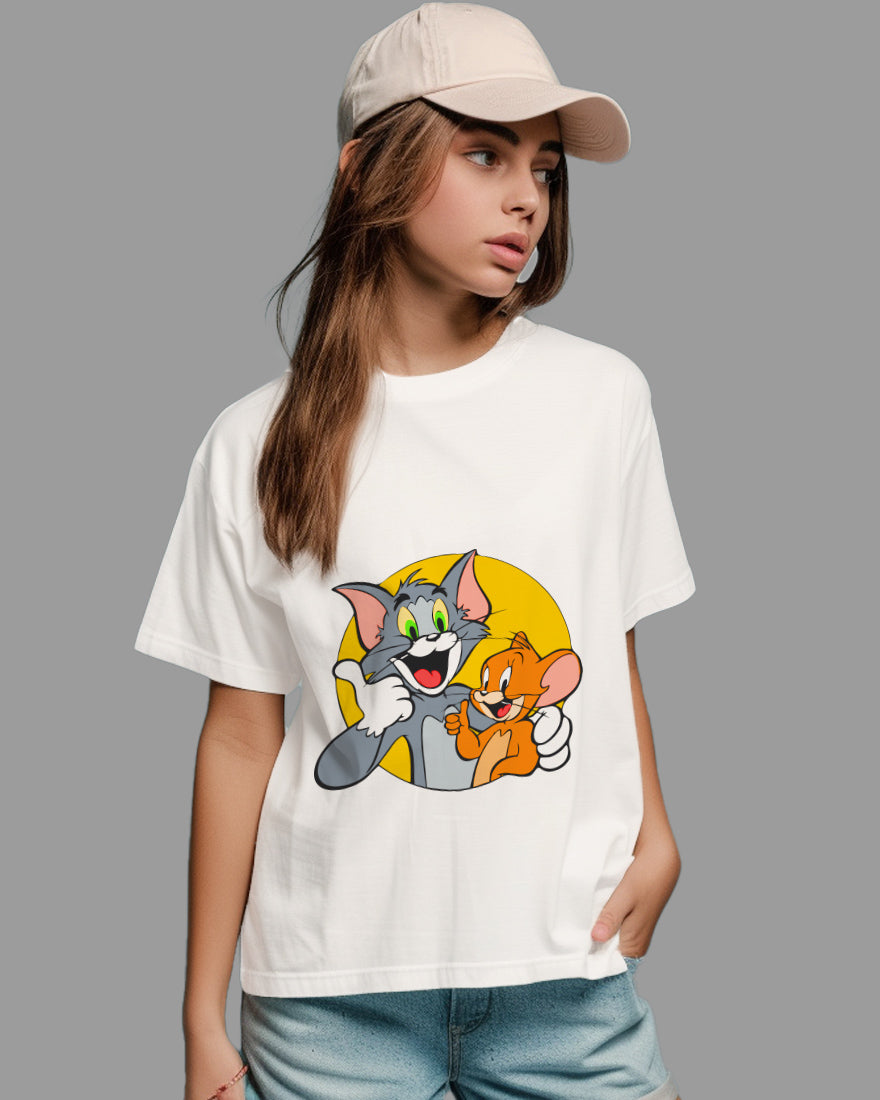 Womens Relaxed Fit TShirt Cartoon Tom & Jerry