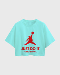 Womens Oversized Cropped TShirt Funky Just Do It