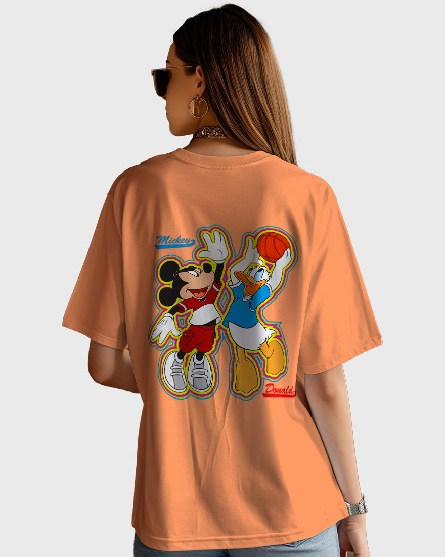 Womens Oversized TShirt Cartoon Micky & Donald