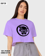 Womens Cropped TShirt Movies Black Panther Logo