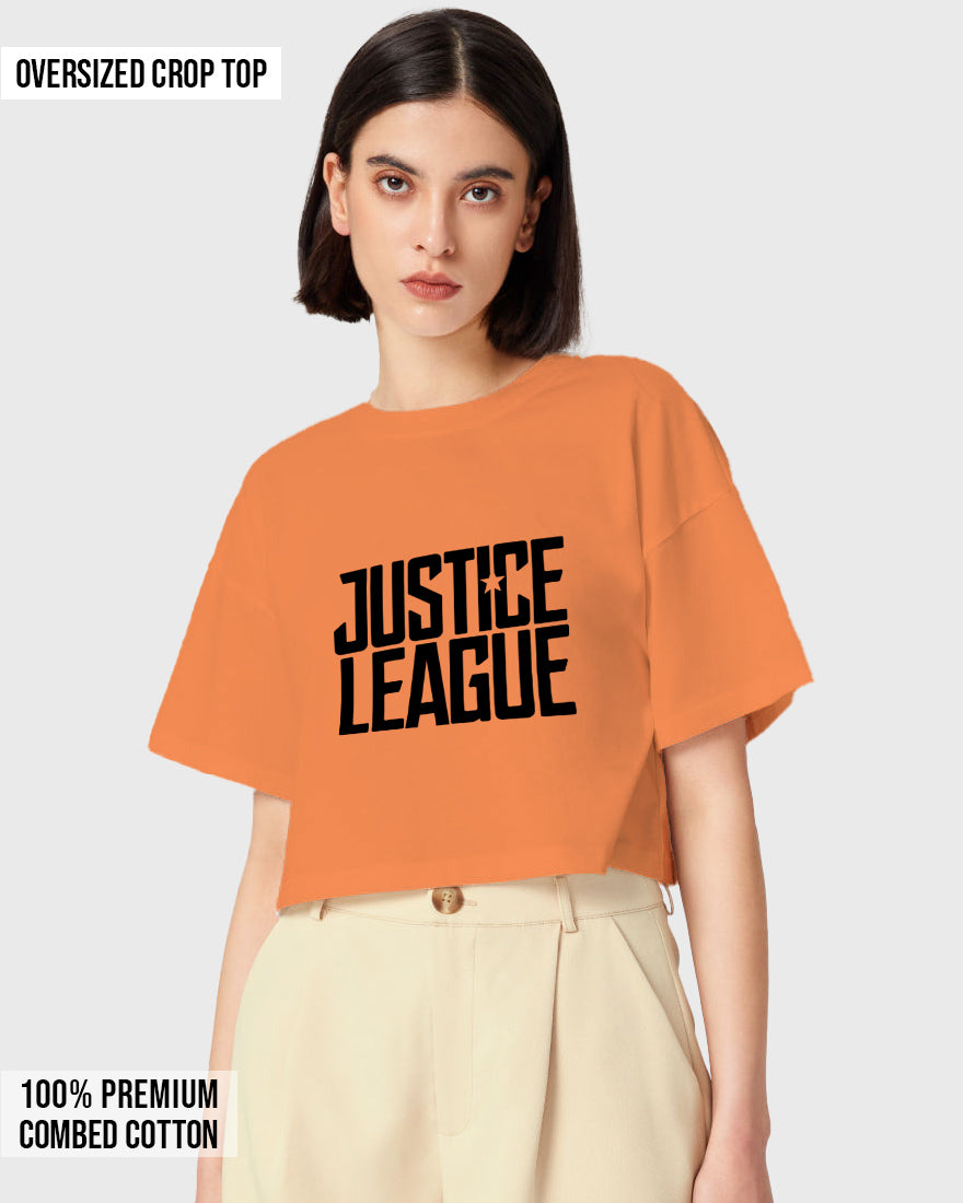 Womens Oversized Cropped TShirt Movies Lustice League