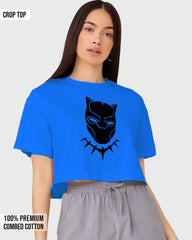 Womens Cropped TShirt Movies Black Panther Mask