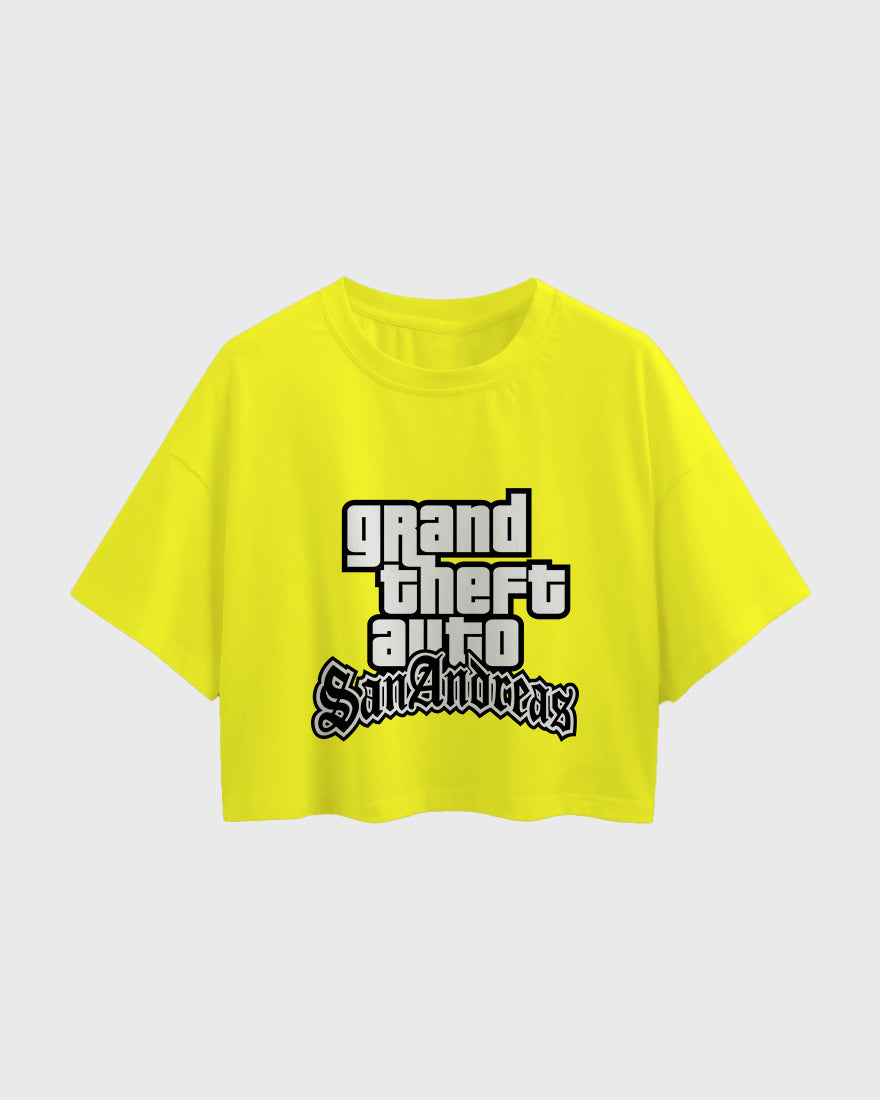 Womens Oversized Cropped TShirt Gaming Gta 3