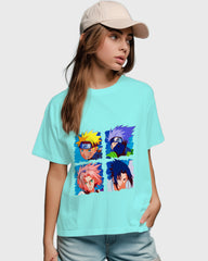 Womens Relaxed Fit TShirt Anime Naruto & Team