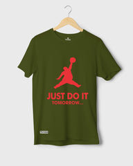 Mens T-Shirt Funky Logo Spoofs Just Do It Tomorrow - Metro Apes